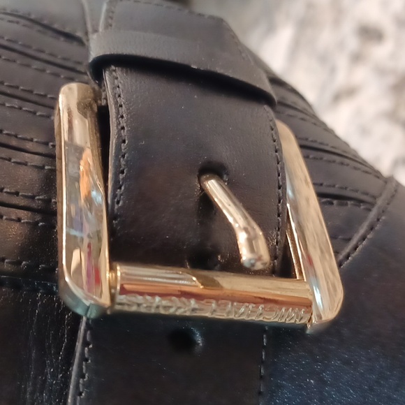 MICHAEL KORS Solid Black Leather Pull On Open-Toe Ankle Platform Boots Shooties - Picture 13 of 16